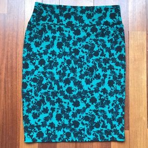 Teal and Black LuLaRoe Cassie Skirt- Size L